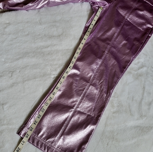 NWT 7 For All Mankind Women's Faux Leather Liquid Foil  Metallic Pants Size L - Picture 10 of 16